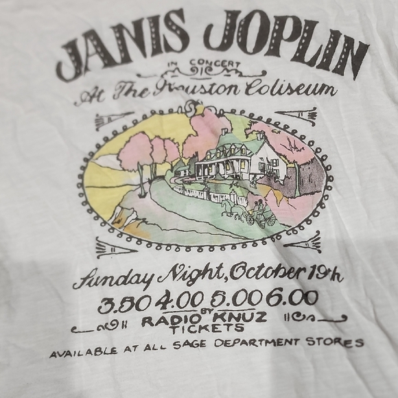 Lucky Brand White Janis Joplin Graphic Tee with Pastel Print - Picture 2 of 7